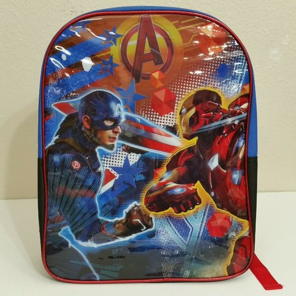 Marvel Captain America Civil War Iron Man Children's Glossy Backpack NWT - Picture 1 of 5